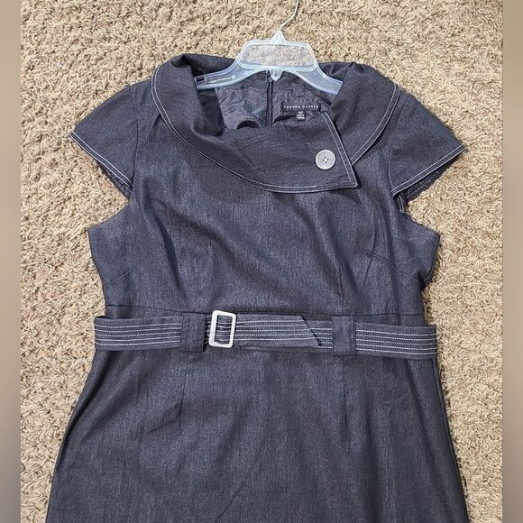 Sandra Darren Gray Belted Dress - Picture 10 of 16